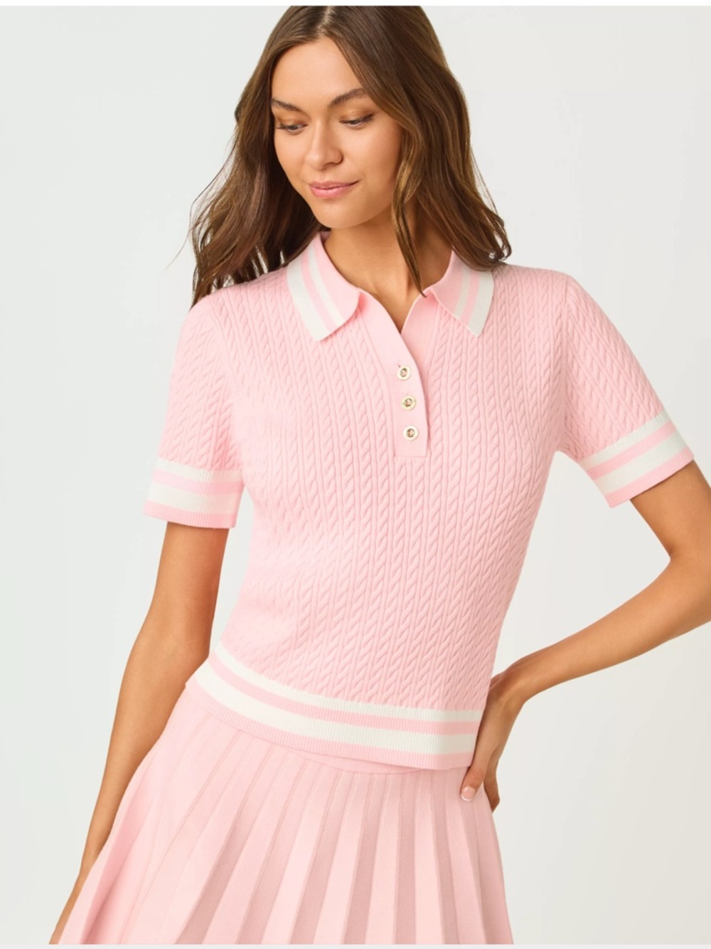 Lilly Pulitzer Suzette Sweater - Pink Muse X Resort White Tipping